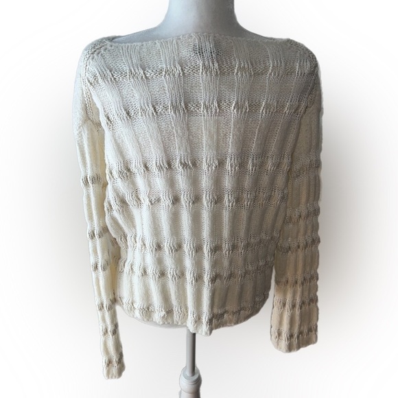 NWT Lafayette 148 Rib Bateau Neck Sweater Cloud Knit Silk Wool Cotton Sweater - Picture 8 of 13